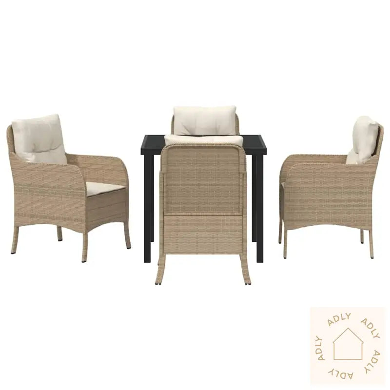 5 Delers Hage Spise Set Med Puter Beige Poly Rotting