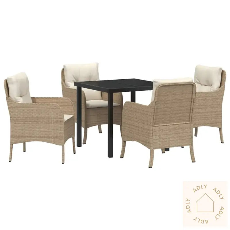 5 Delers Hage Spise Set Med Puter Beige Poly Rotting