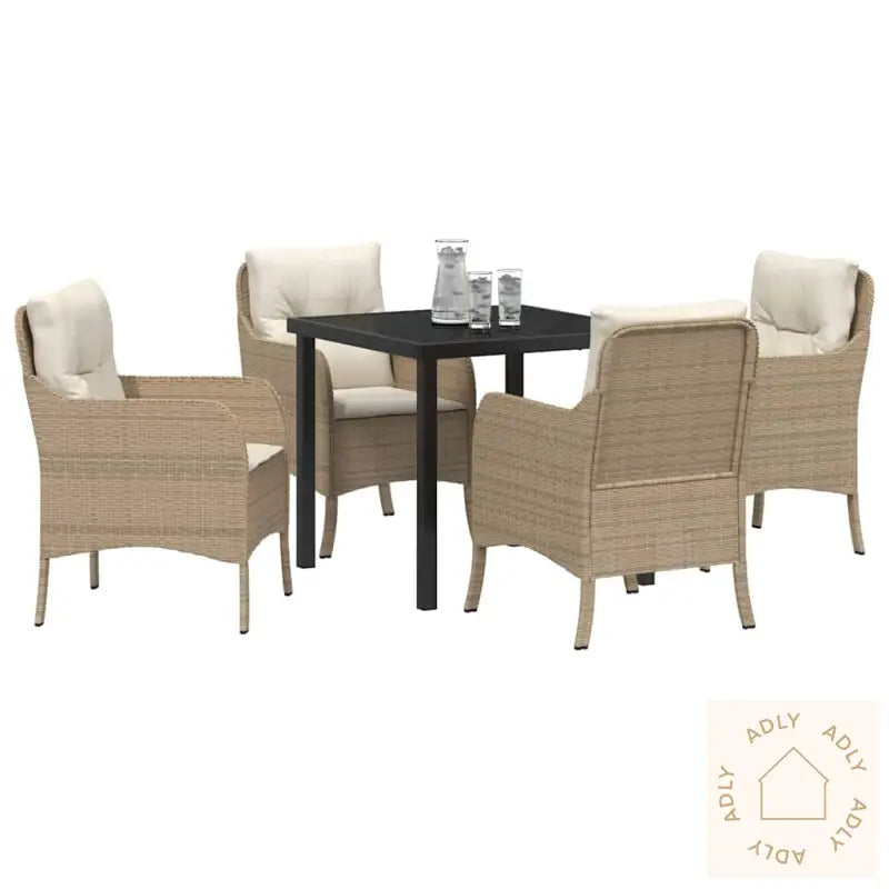 5 Delers Hage Spise Set Med Puter Beige Poly Rotting