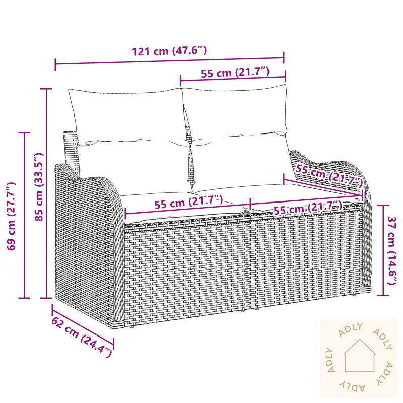 2-Seters Hagesofa Med Puter Beige Polyrotting