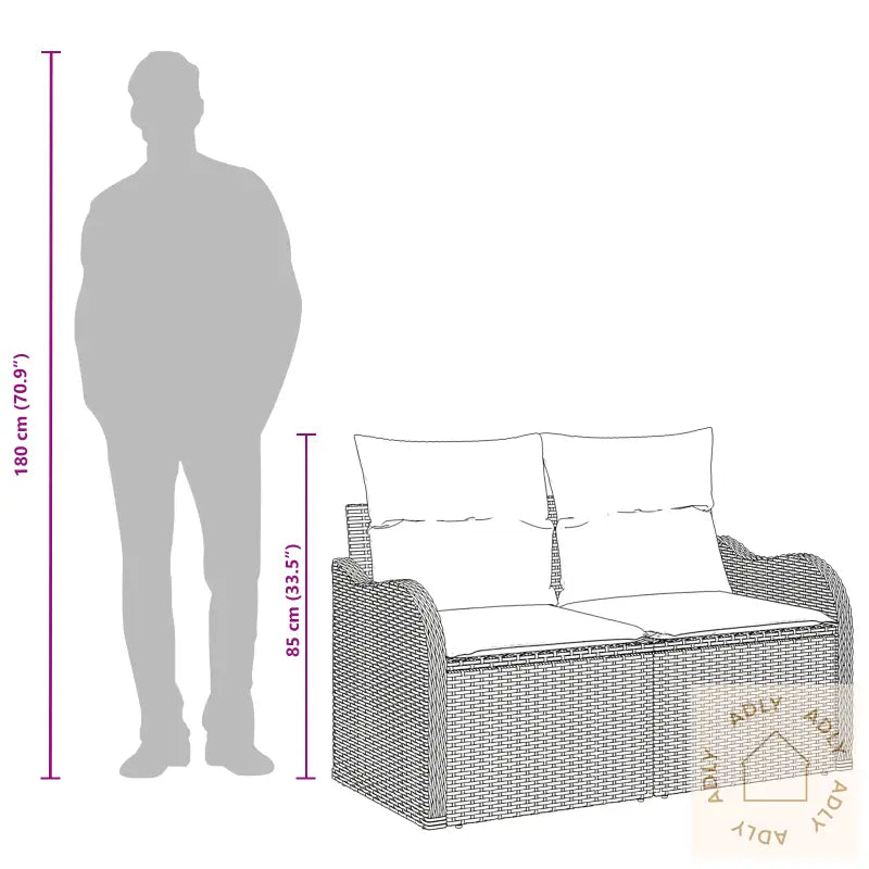 2-Seter Hagesofa Med Oppbevaring Og Puter Brun Polyrotting
