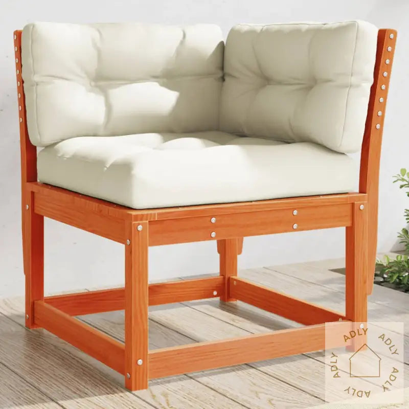 Hagesofa For Hjørne Med Pute Voksbrun 73X73X78 Cm Heltre Furu