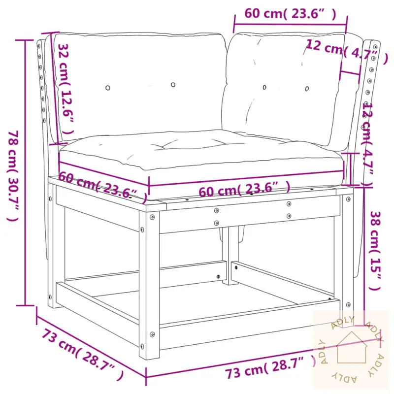 Hagesofa For Hjørne Med Pute Voksbrun 73X73X78 Cm Heltre Furu