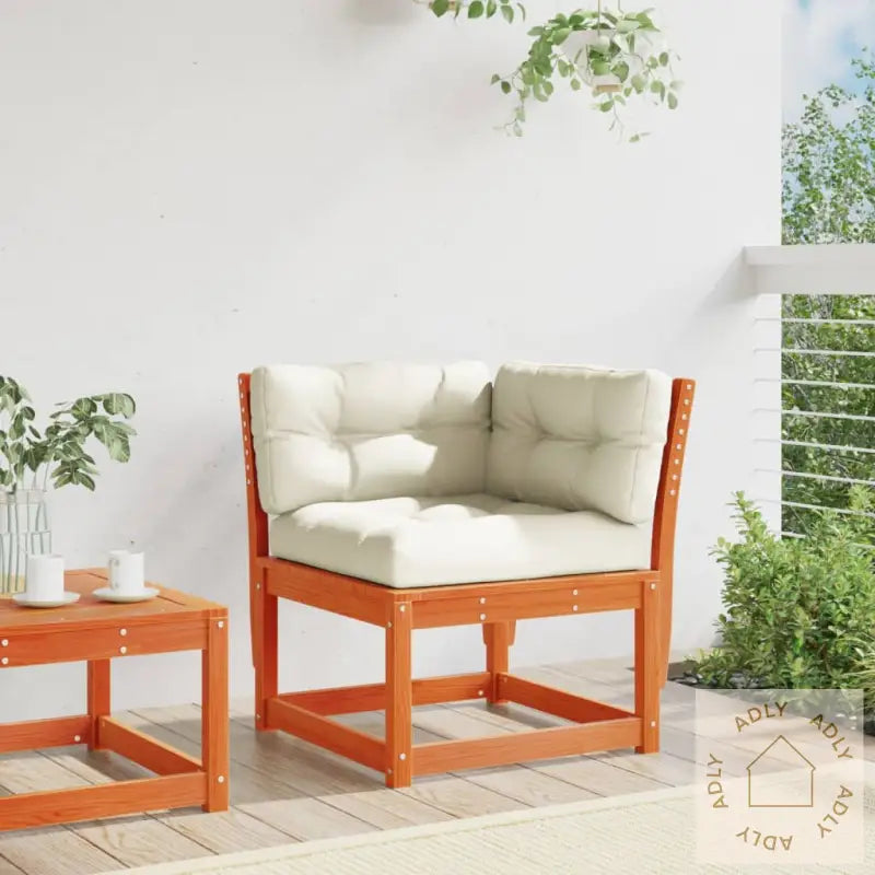 Hagesofa For Hjørne Med Pute Voksbrun 73X73X78 Cm Heltre Furu