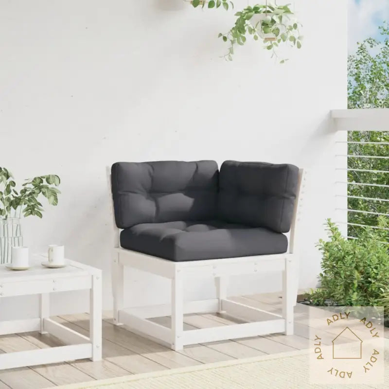 Hagesofa For Hjørne Med Pute Hvit 73X73X78 Cm Heltre Furu