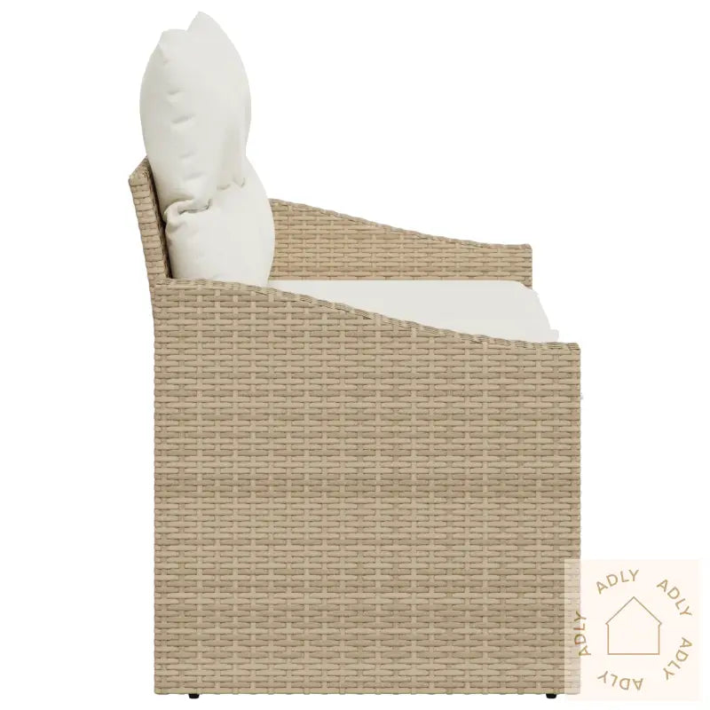 2-Seters Hagemøbelsofa Med Puter Beige Poly Rattan