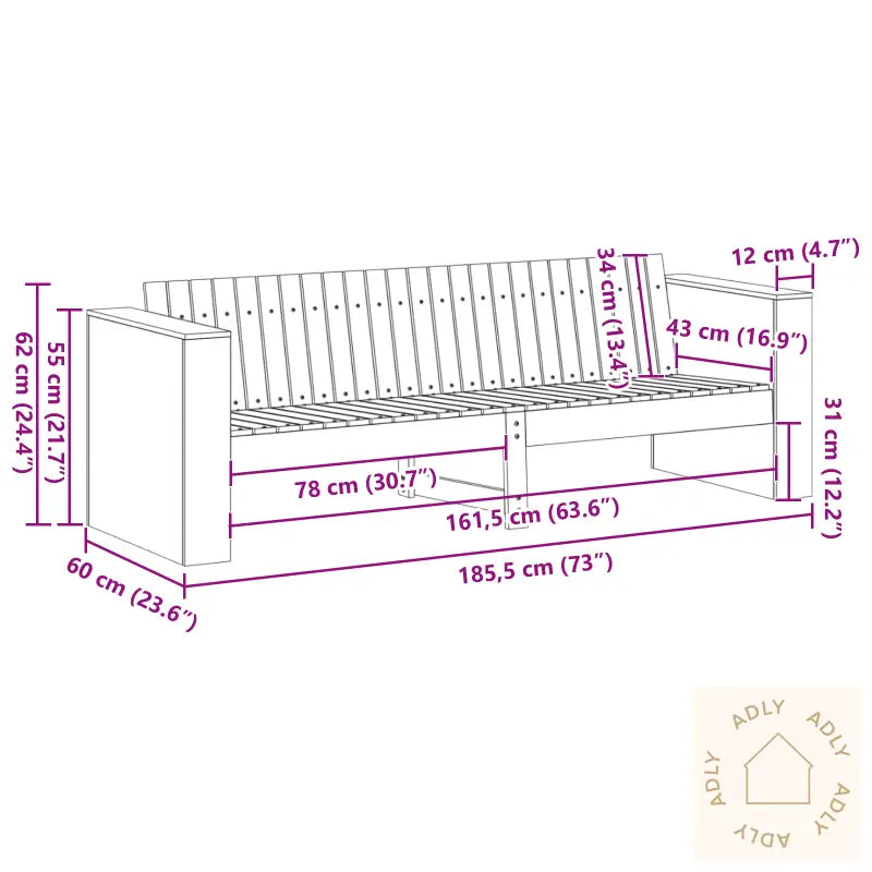 Hage Sofa 3-Seter Naturlig Massivt Furutre Medium Holdbar