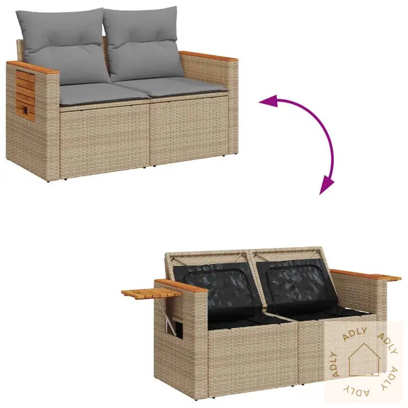 Hagesofaer Med Puter 9 Deler Beige Polyrotting Akasie