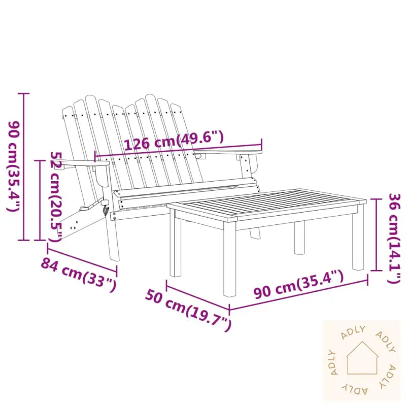 Adirondack Loungesett 4 Deler Heltre Akasie