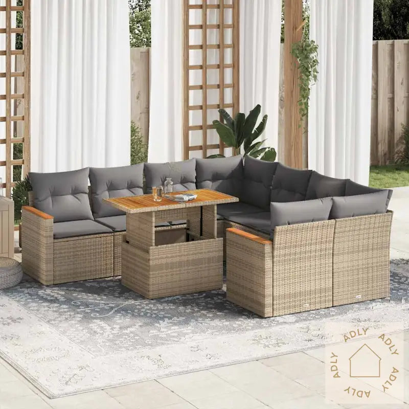 Hagesofaer Med Puter 9 Deler Beige Polyrotting Akasie