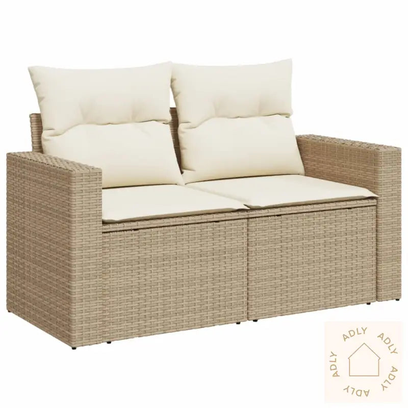Hagesofagruppe Med Puter 11 Deler Beige Polyrotting