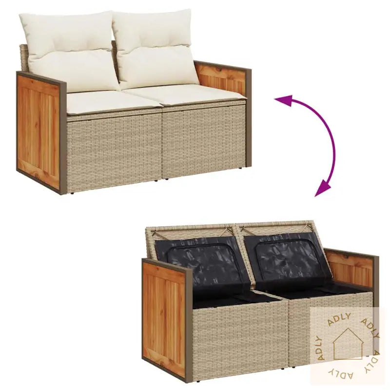 Hagesofaer Med Puter 9 Deler Beige Polyrotting Akasie