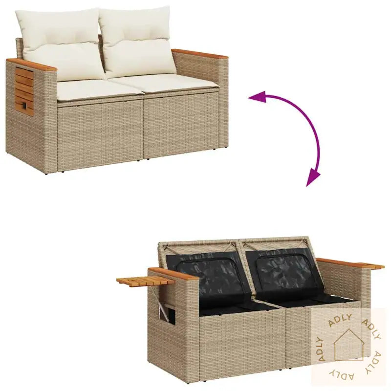 Hagesofaer Med Puter 6 Deler Beige Polyrotting Akasie