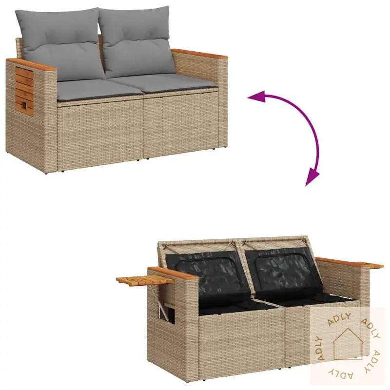 Hagesofaer Med Puter 7 Deler Beige Polyrotting Akasie