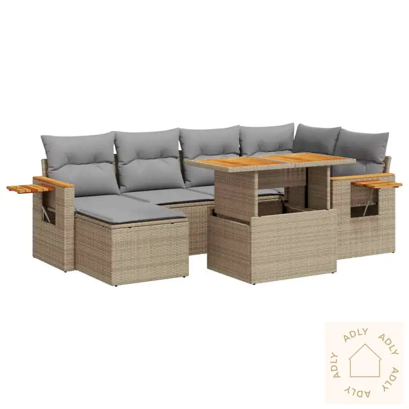 Hagesofaer Med Puter 7 Deler Beige Polyrotting Akasie
