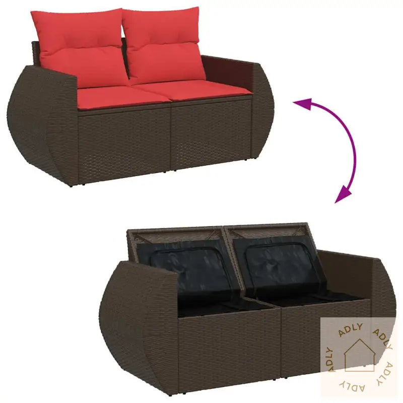 Hagesofaer Med Puter 6 Deler Brun Polyrotting Akasie