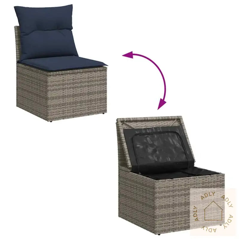 Hagesofaer Med Puter 5 Deler Grå Polyrotting Akasie