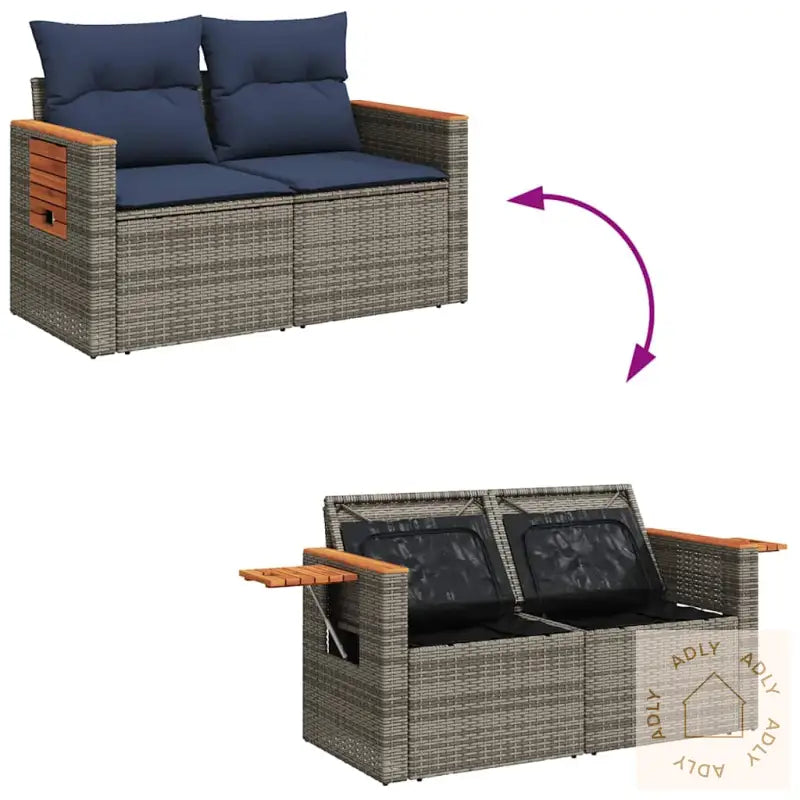 Hagesofaer Med Puter 6 Deler Grå Polyrotting Akasie