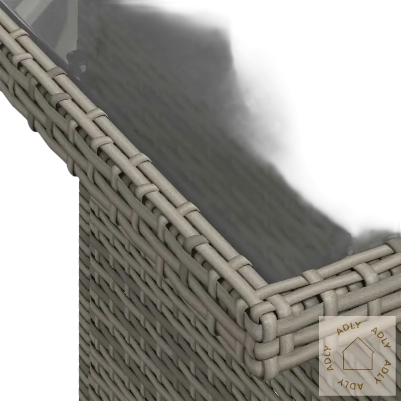 Woven outdoor table for Hagesofasett i grå materialer med pulverlakkert stål