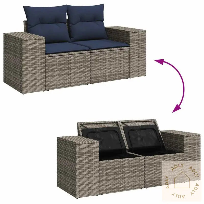 Hagesofaer Med Puter 9 Deler Brun Polyrotting Akasie