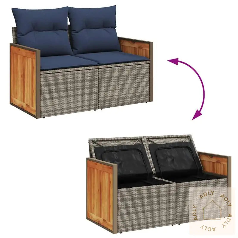 Hagesofaer Med Puter 8 Deler Brun Polyrotting Akasie