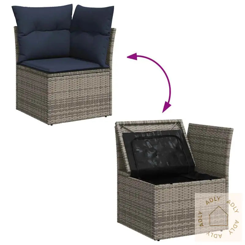 Hagesofaer Med Puter 9 Deler Grå Polyrotting Akasie