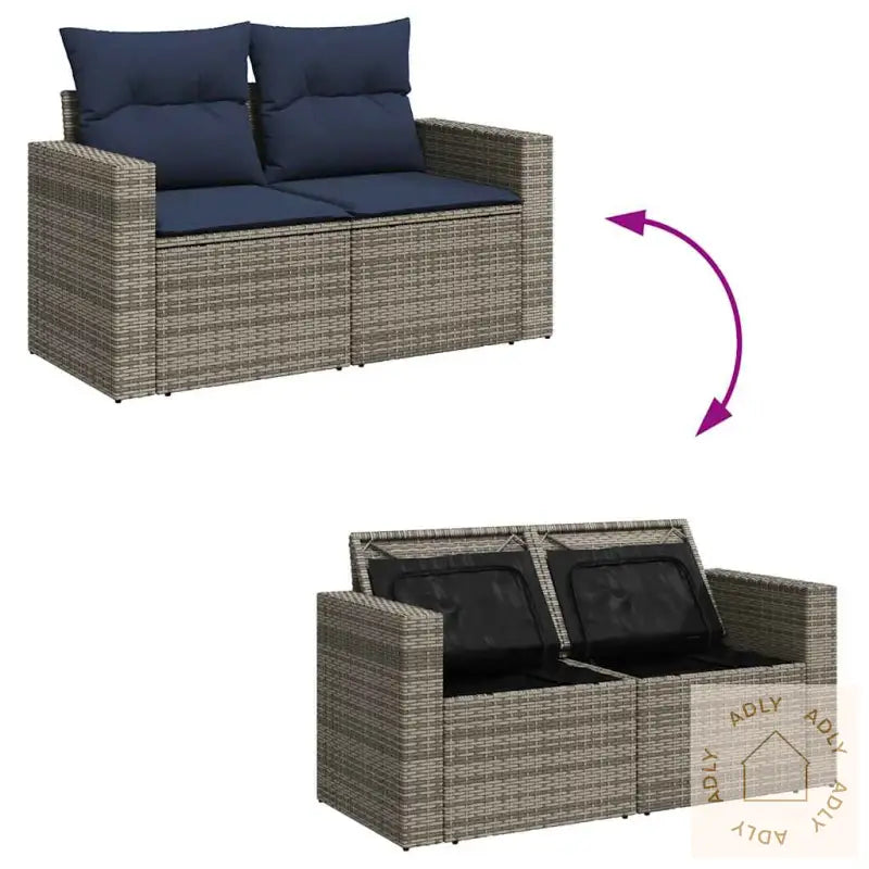 Hagesofaer Med Puter 9 Deler Grå Polyrotting Akasie