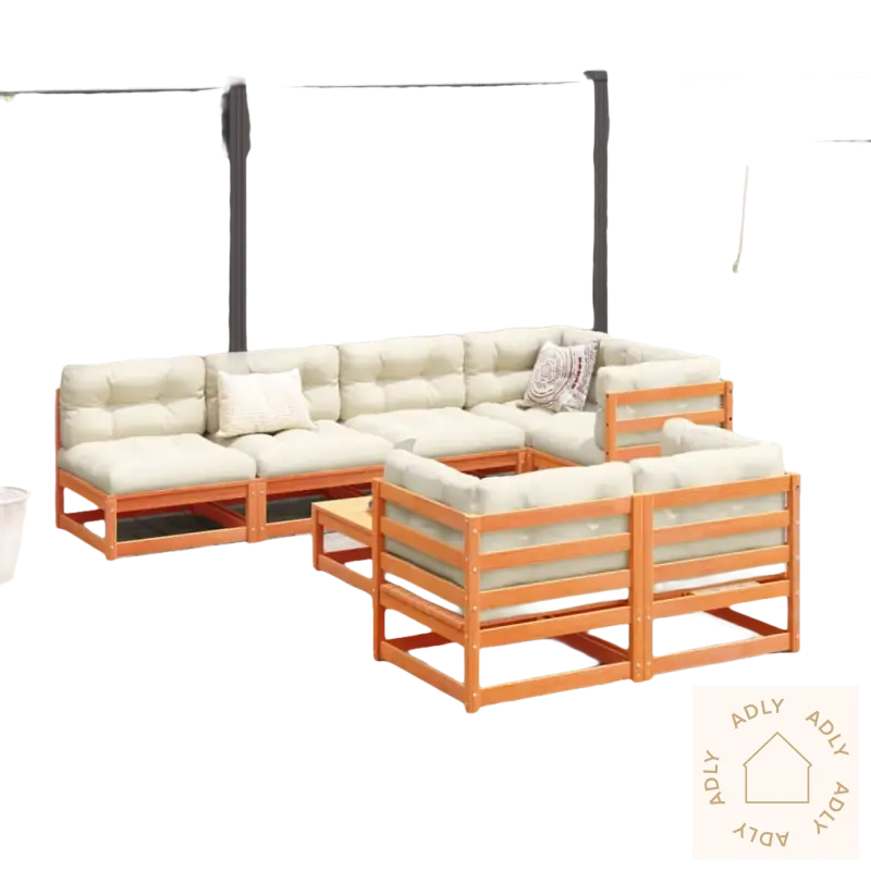 Utendørs heltre furu modulært design hjørnesofa med komfortable puter for uteplassen