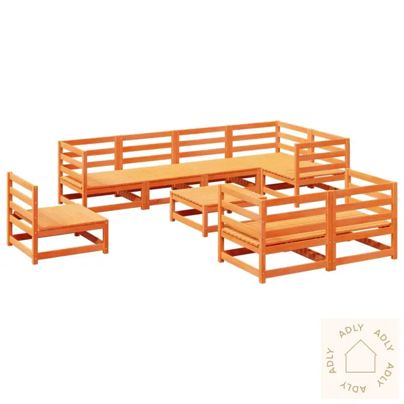 Hagesofasett 9 Deler Voksbrun Heltre Furu