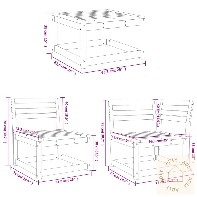 Hagesofasett 6 Deler Heltre Furu