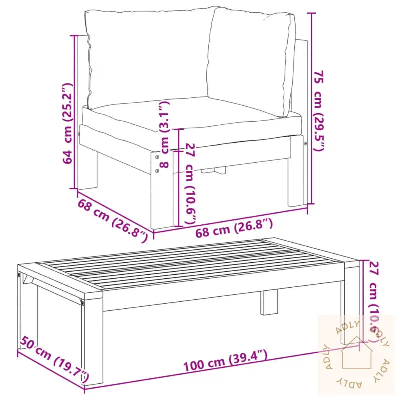 Hagesofasett Med Puter 6 Deler Heltre Akasie