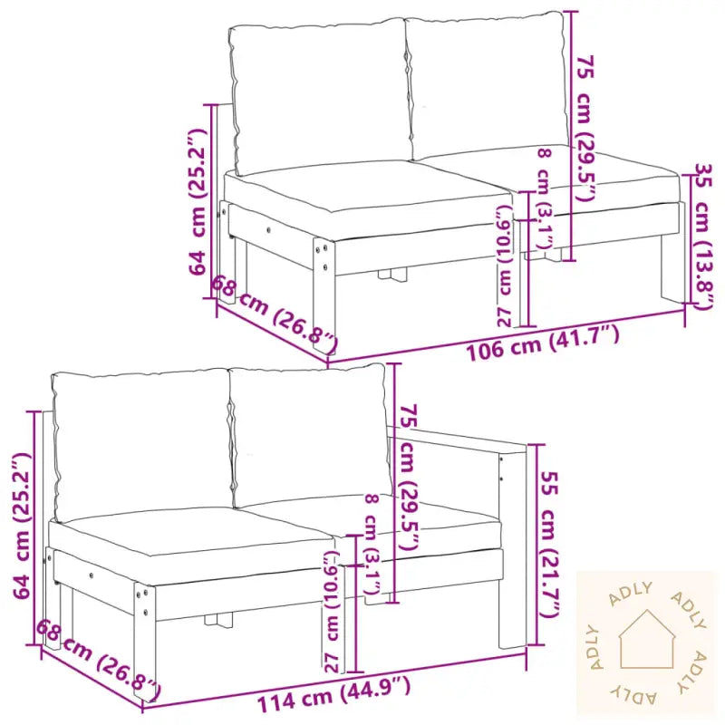 Hagesofasett Med Puter 5 Deler Heltre Akasie