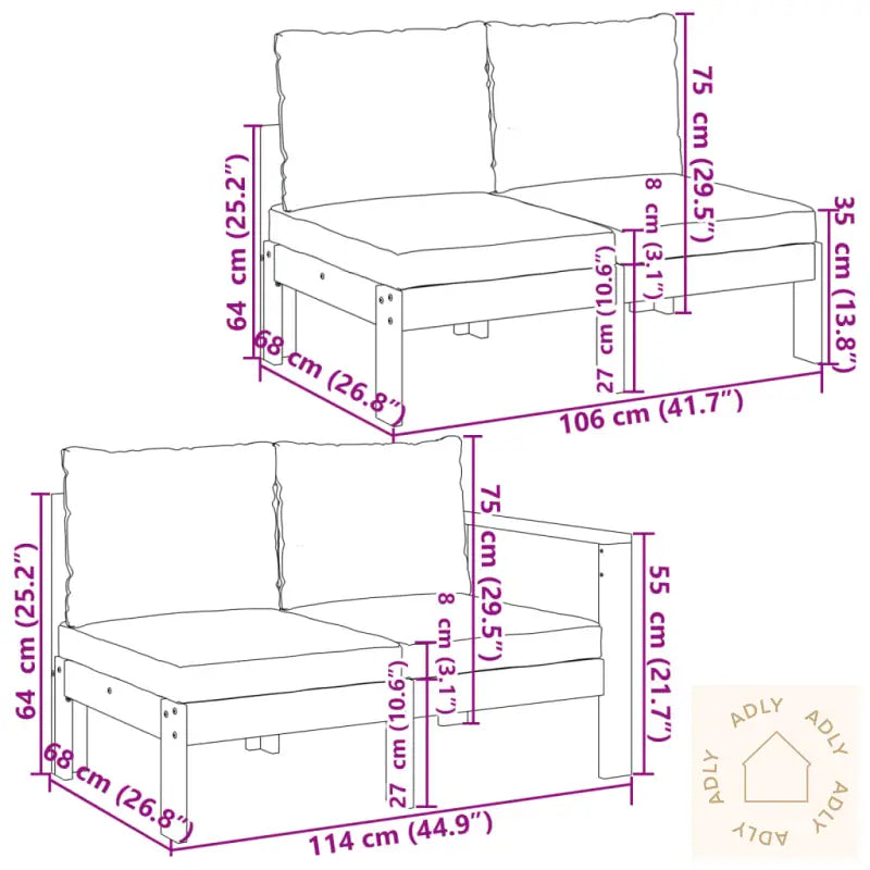 Hagesofasett Med Puter 5 Deler Heltre Akasie