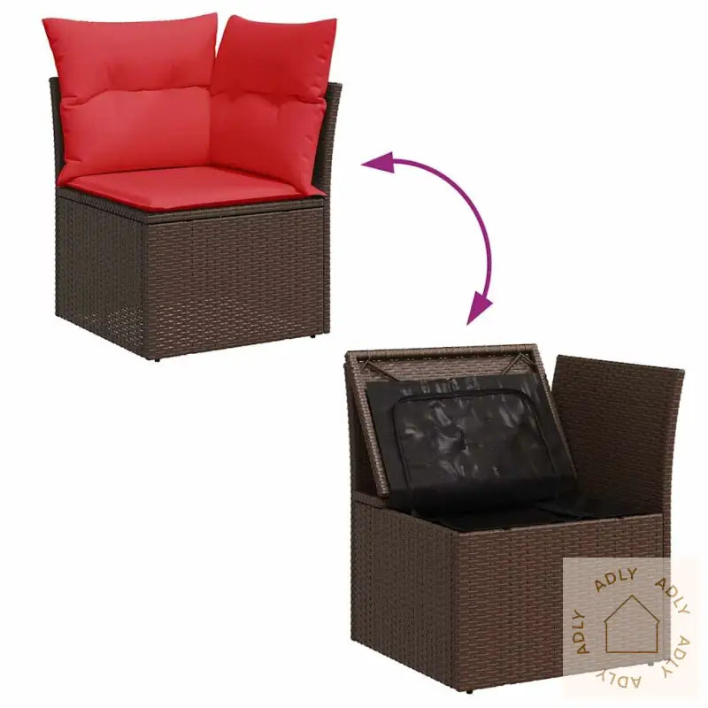 Hagesofaer Med Puter 8 Deler Brun Polyrotting Akasie