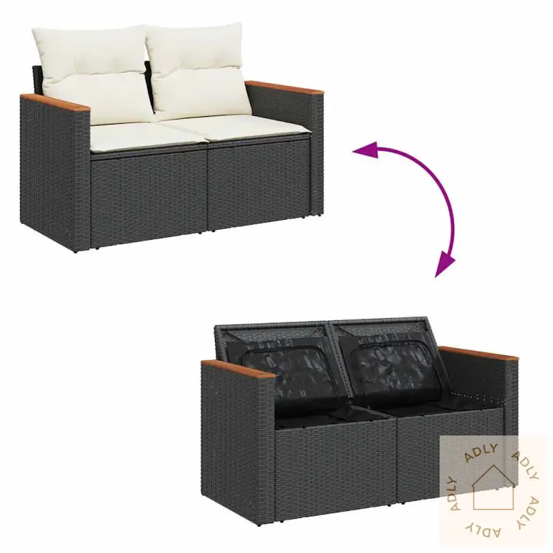 Hagesofaer Med Puter 9 Deler Svart Polyrotting Akasie