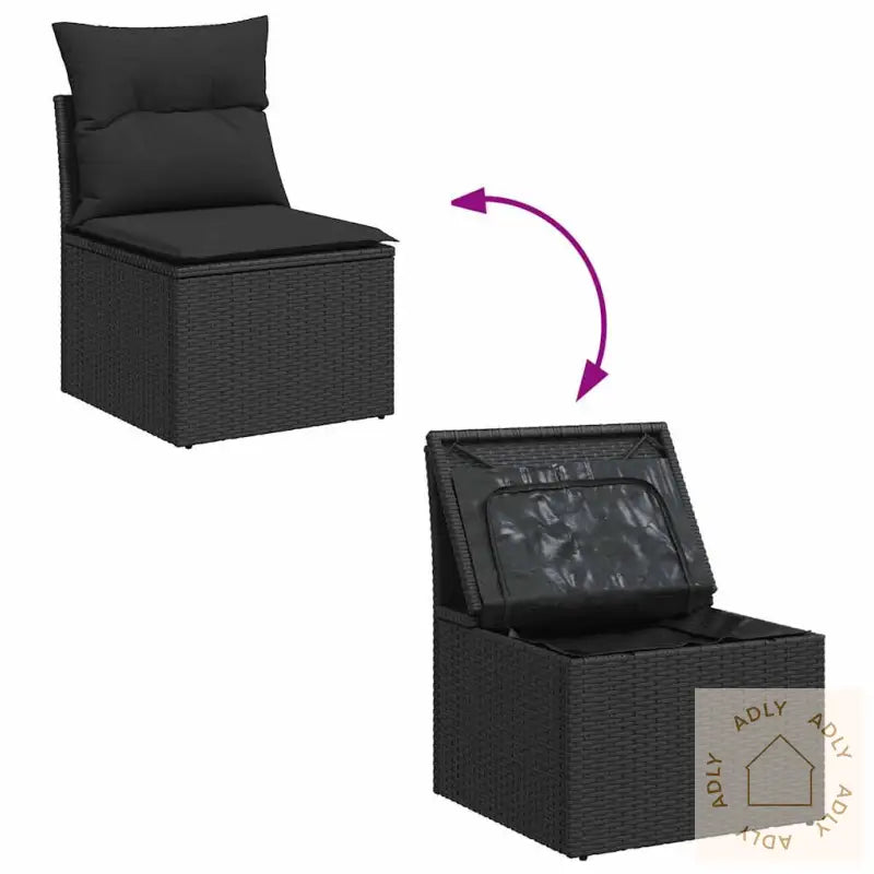 Hagesofaer Med Puter 10 Deler Svart Polyrotting Akasie