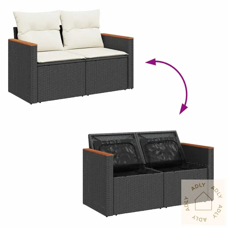 Hagesofaer Med Puter 8 Deler Svart Polyrotting Akasie