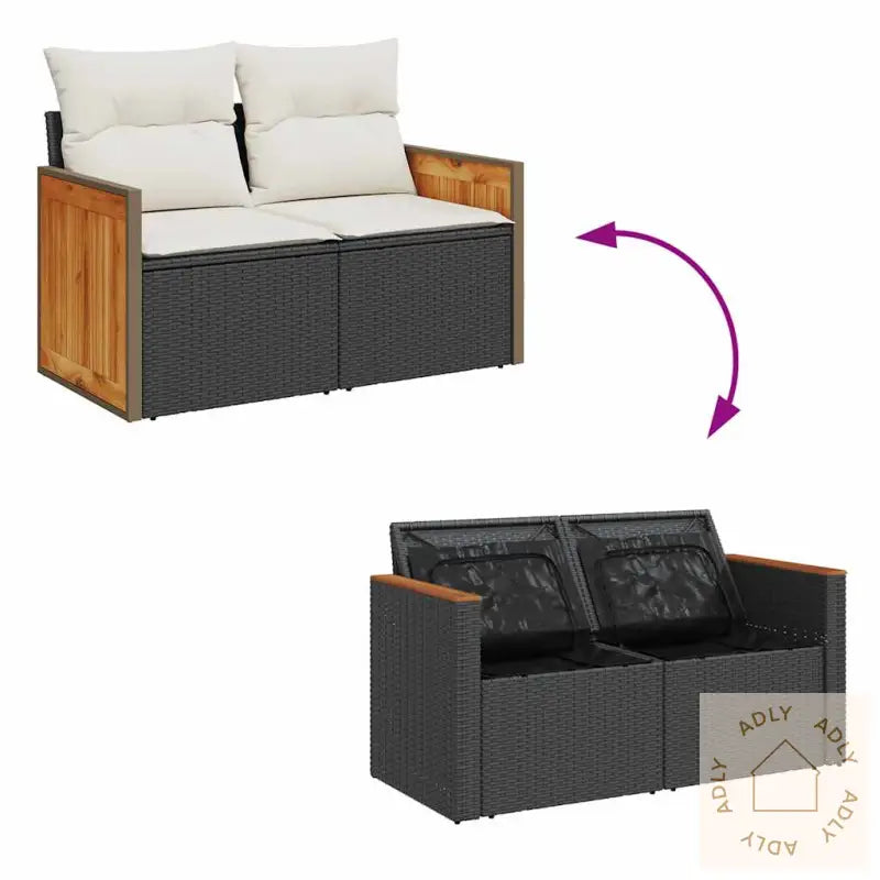 Hagesofaer Med Puter 9 Deler Svart Polyrotting Akasie