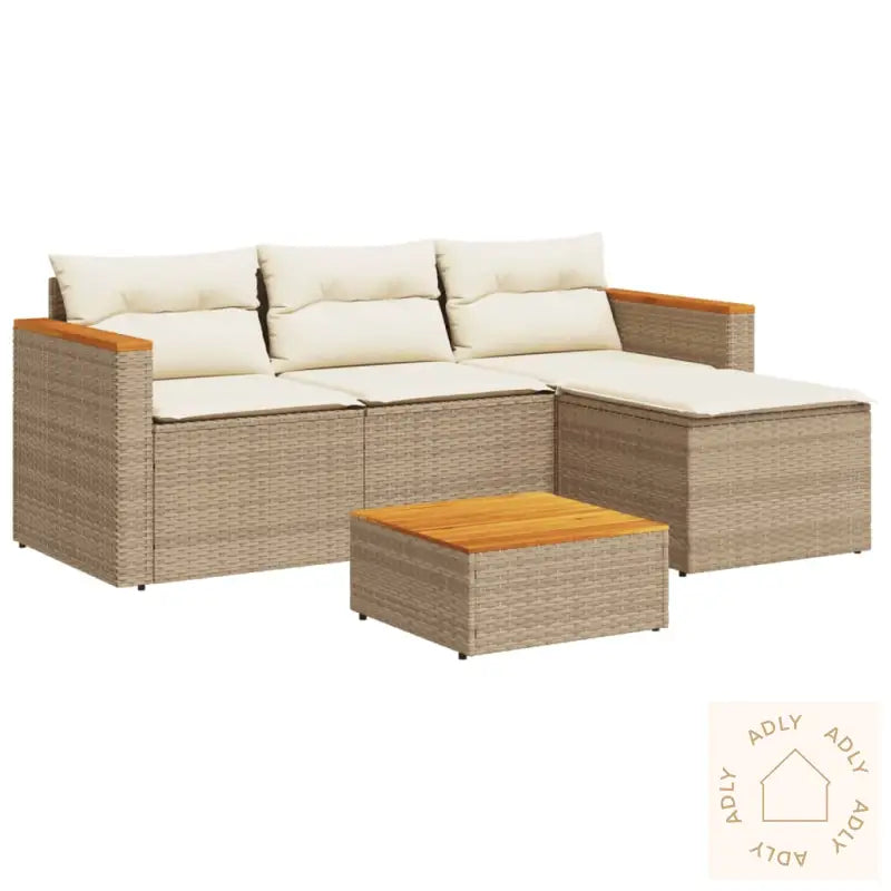 Hagesofaer Med Puter 5 Deler Beige Polyrotting Akasie