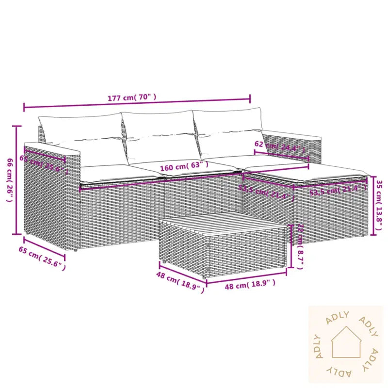 Hagesofaer Med Puter 5 Deler Beige Polyrotting Akasie