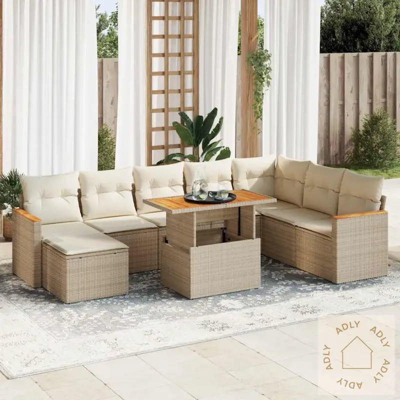 Hagesofaer Med Puter 9 Deler Beige Polyrotting Akasie
