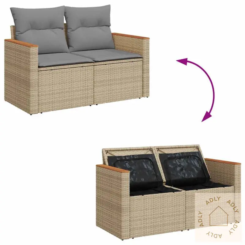 Hagesofaer Med Puter 9 Deler Beige Polyrotting Akasie
