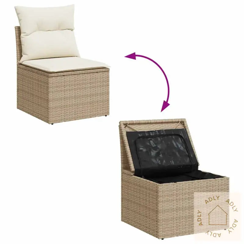 Hagesofaer Med Puter 9 Deler Beige Polyrotting Akasie