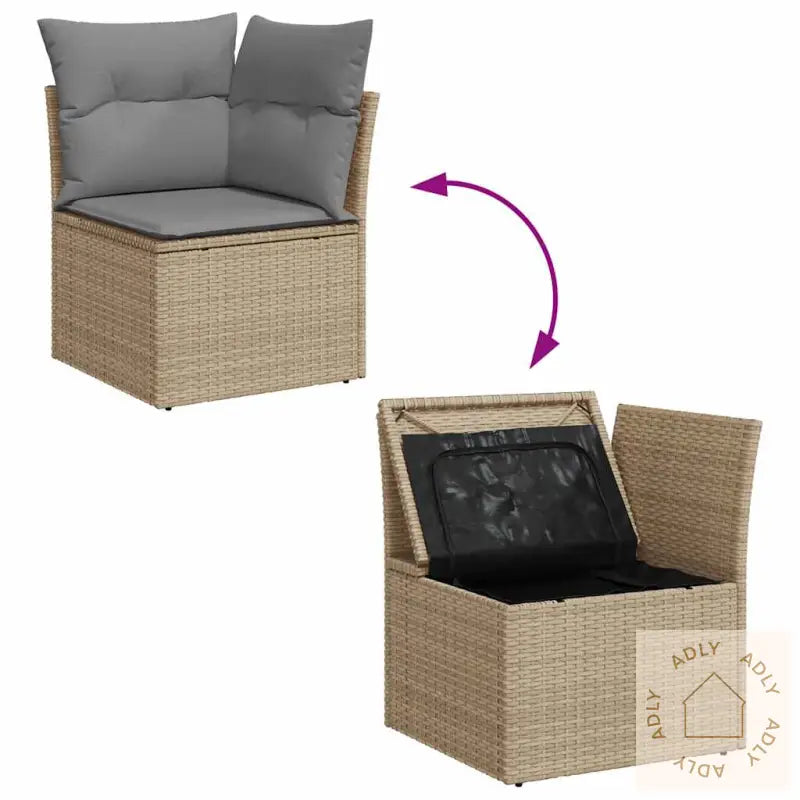 Hagesofaer Med Puter 9 Deler Beige Polyrotting Akasie