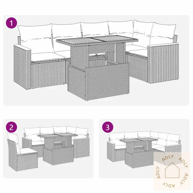 Hagesofaer Med Puter 6 Deler Beige Polyrotting Akasie
