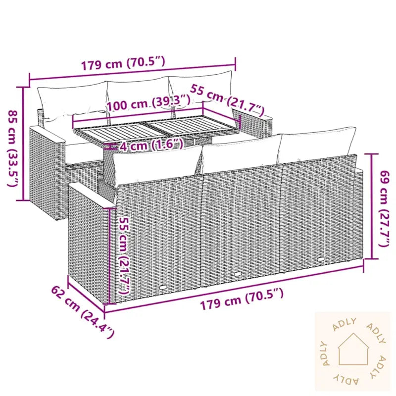 Hagesofaer Med Puter 7 Deler Beige Polyrotting Akasie
