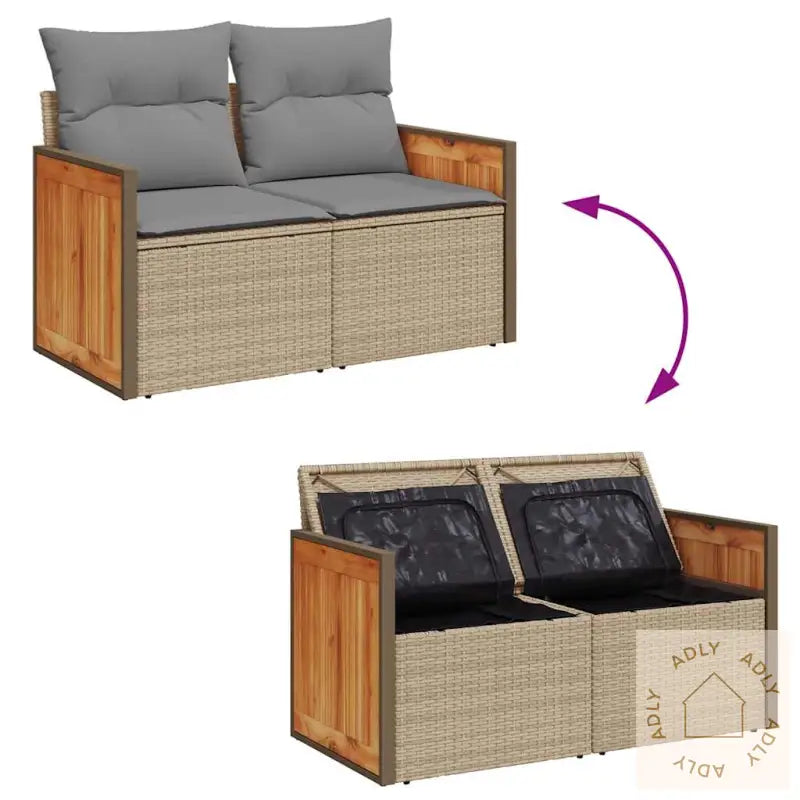 Hagesofaer Med Puter 6 Deler Beige Polyrotting Akasie