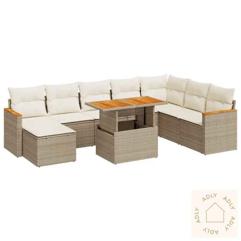 Hagesofaer Med Puter 9 Deler Beige Polyrotting Akasie