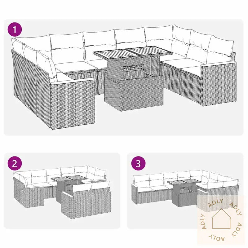 Hagesofaer Med Puter 10 Deler Beige Polyrotting Akasie