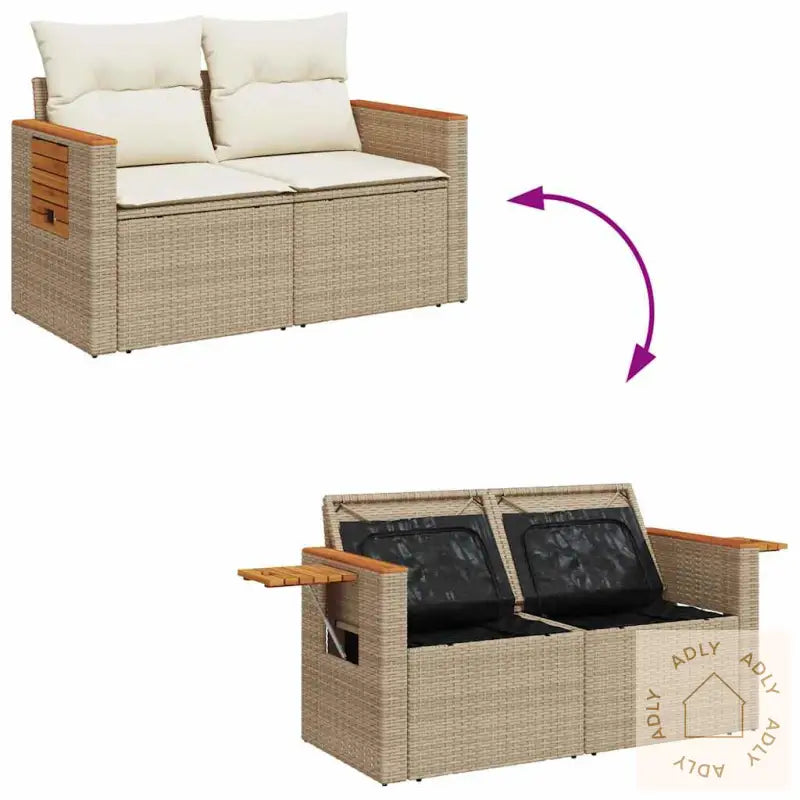 Hagesofaer Med Puter 7 Deler Beige Polyrotting Akasie